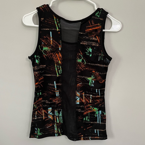 Athletic tank top with lots of color and black back ground. Mesh on the back. - Picture 2 of 2
